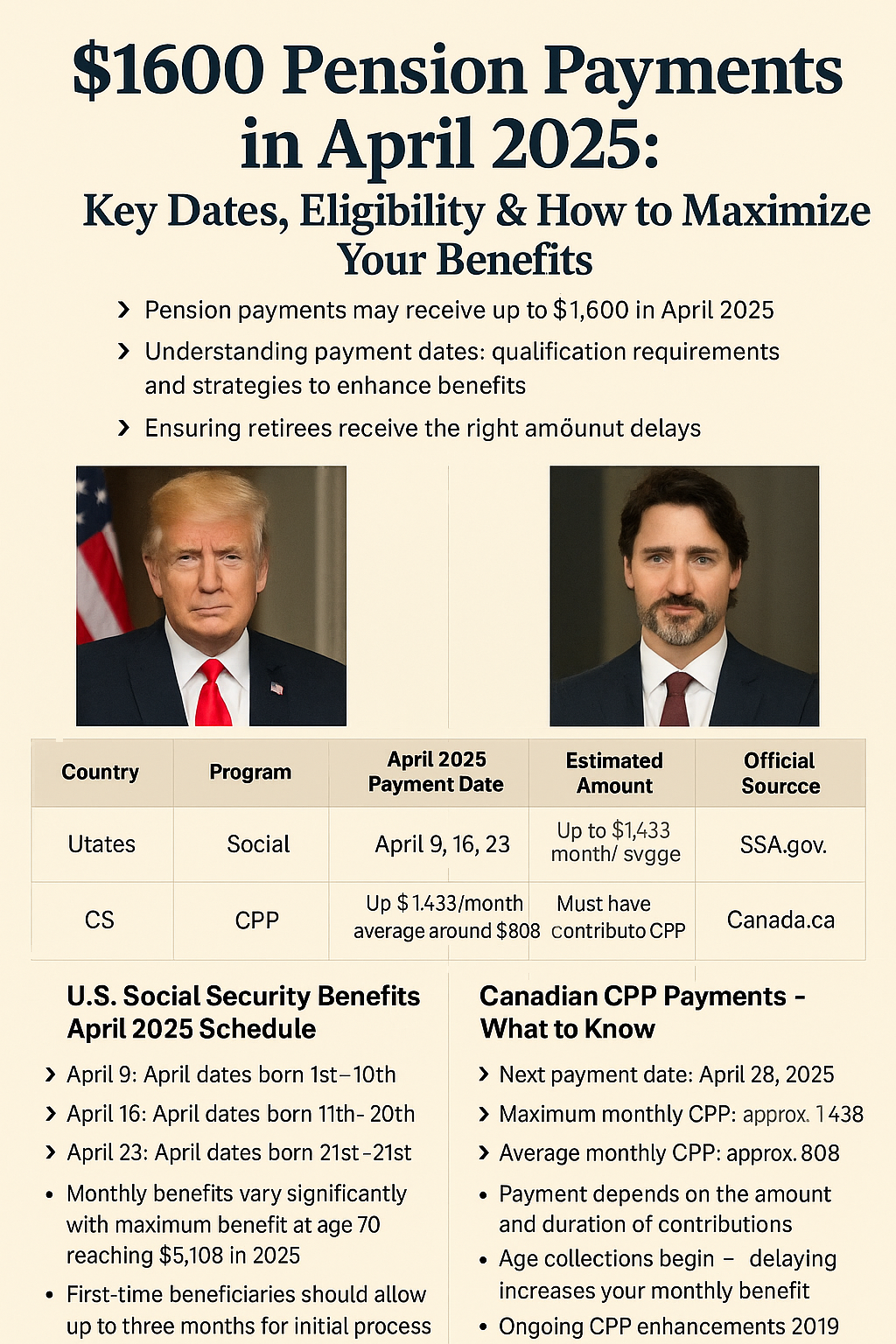 $1600 Pension Payments in April 2025