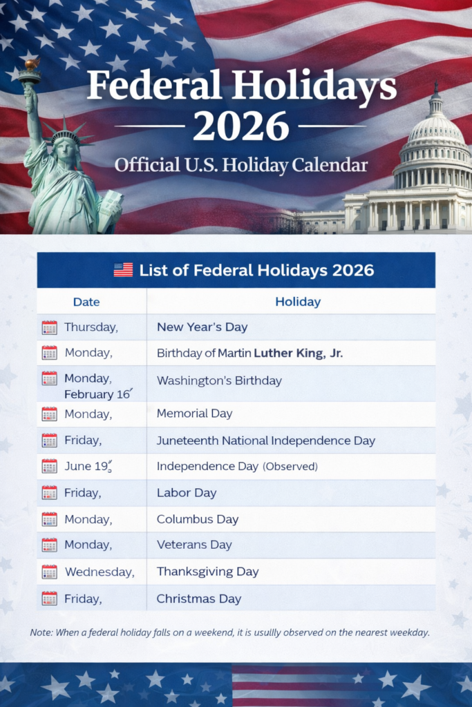 Federal Holidays 2026
